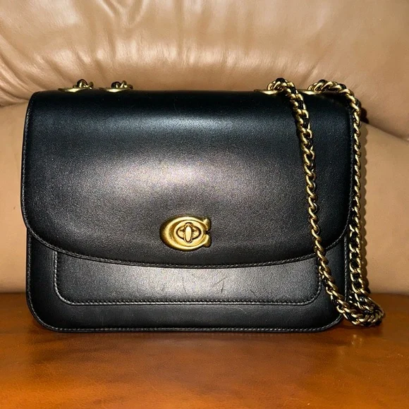 🔥🔥🔥Coach Black Leather Madison Shoulder Bag Crossbody Bag - Picture 3 of 14